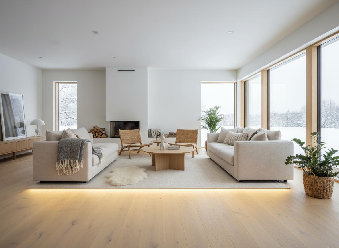 Vloerverwarming in moderne woonkamer